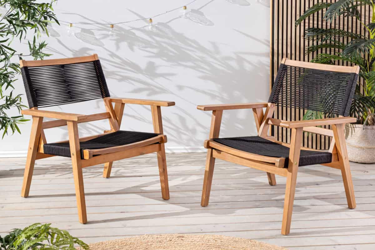 GARTENSTUHLSET BALI ROPE 2-teilig Akazie Natur|Anthrazit - Braun/Grau, Holz/Kunststoff (67/85/75cm) - riess-ambiente