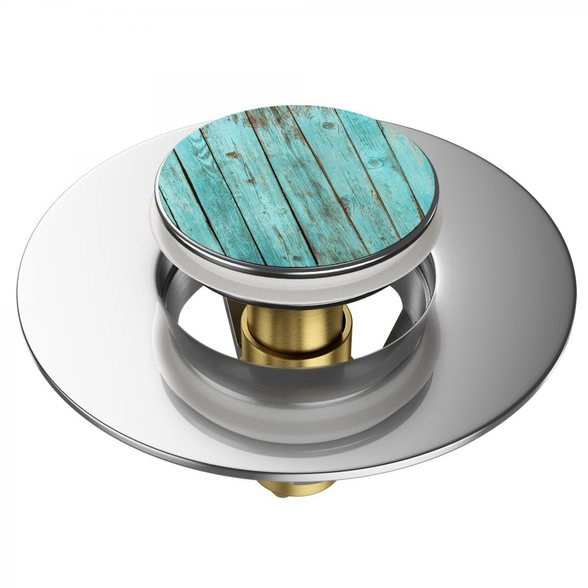 WASCHBECKENSTÖPSEL Pop-Up Lumber - Türkis, Metall (6/4/5cm) - Sanilo