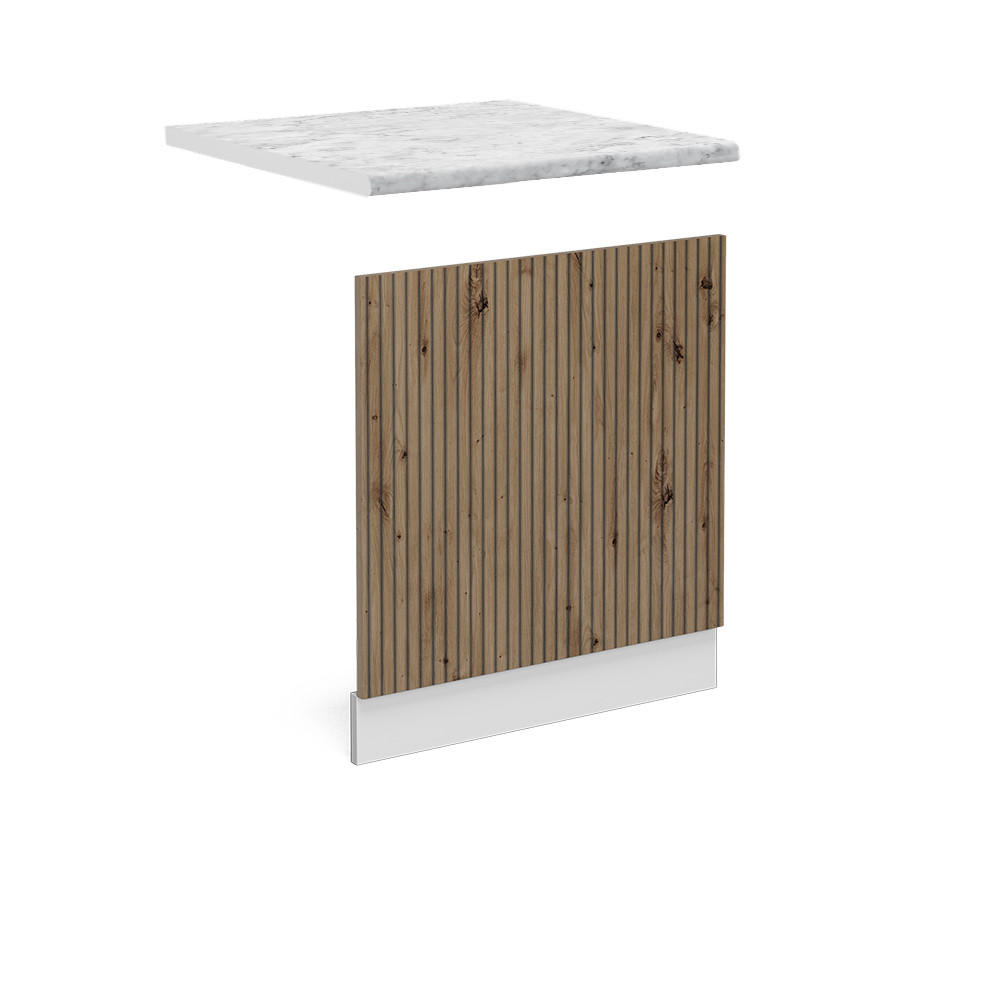 FRONTBLENDE R-Line Artisan-Eiche 60 cm, AP Marmor - Weiß/Eiche Artisan, Holzwerkstoff (60/57.2/1.6cm) - Vicco