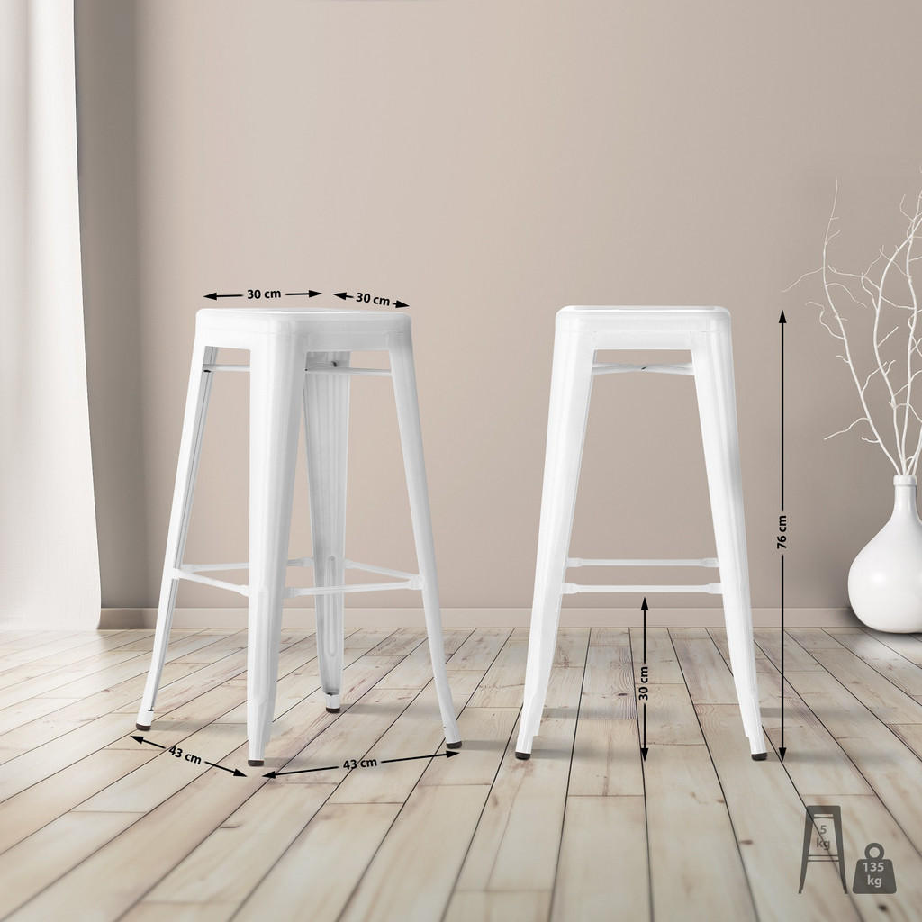 Thumbnail - CLP Barhocker, Weiß, Metall, 43x76x43 cm, Esszimmer, Barmöbel, Barhocker