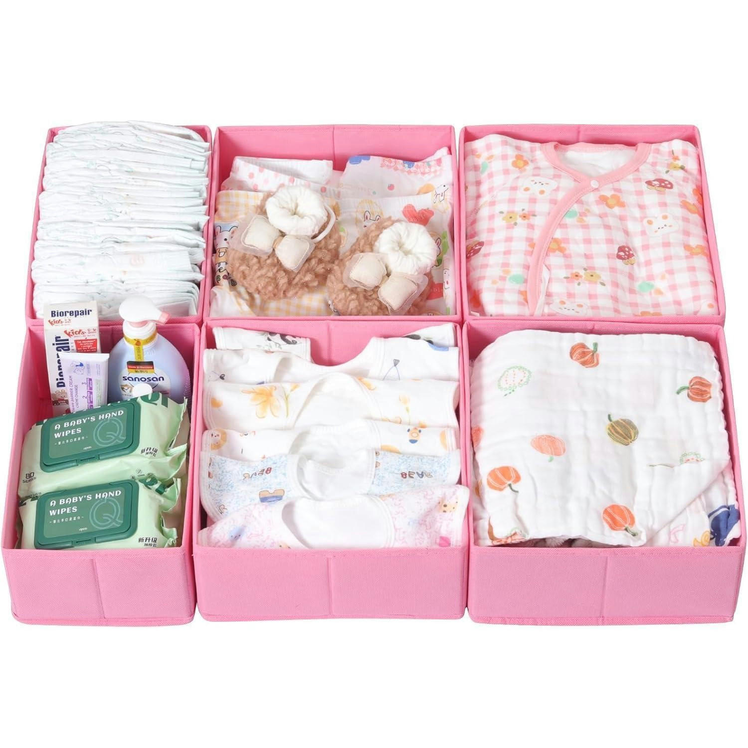 SCHUBLADEN Organizer 6er Set Rosa 75 x 58 cm - Rosa, Textil (24/11/26cm)
