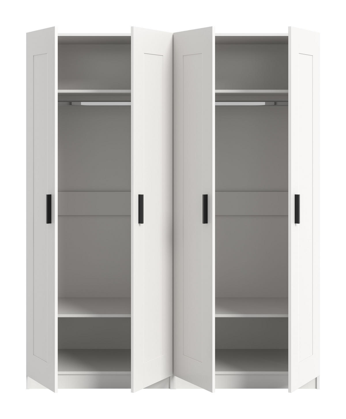 KLEIDERSCHRANKKOMBINATION VISBY (B/H/T: ca. 160/194/56 cm) in weiß/weiß - Weiß, Holzwerkstoff (160/194/56cm)