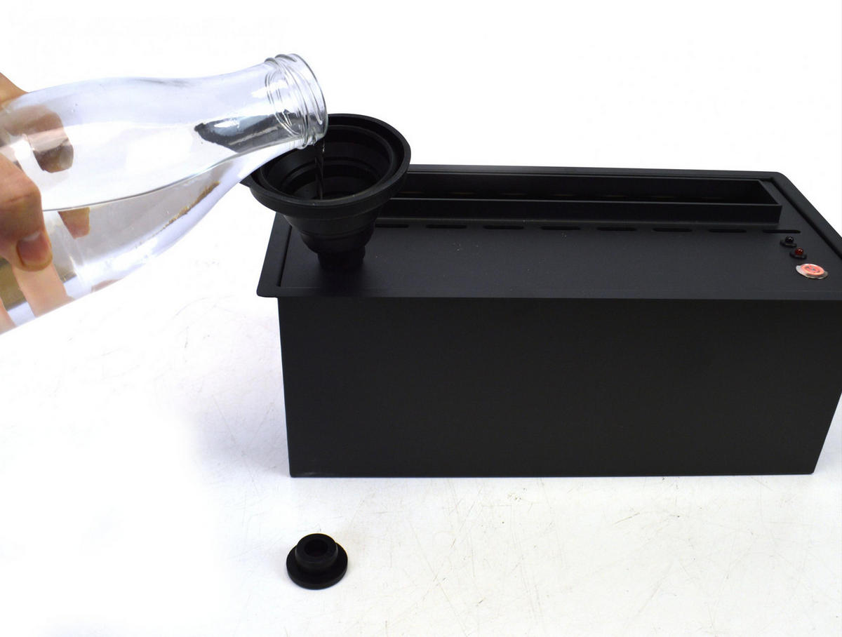 WASSERKAMIN zur Dekoration Schwarz Tischmodell inklusive 1.5 L Tank - Schwarz, Metall (35/18/15cm) - Purline