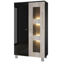 VITRINE Denjo Tür in Eiche Nordic - Silbereichenfarben, Holzwerkstoff (71/129/35cm) - Vladon