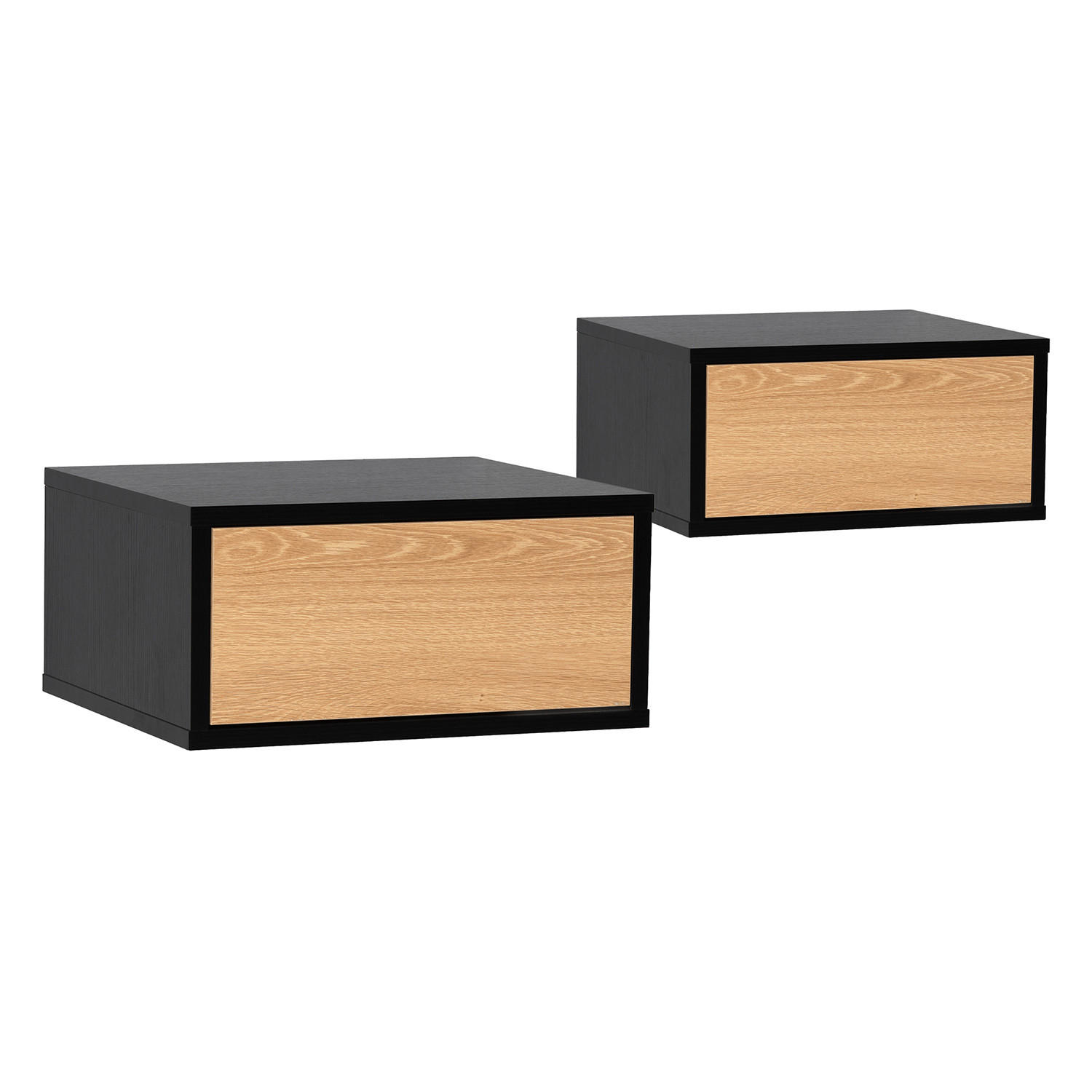 NACHTTISCHE schwebende – Set aus 2 schewebende Nachttischen Apolo Schwarz - Schwarz, Holzwerkstoff (40/19/35cm) - VS Venta-stock