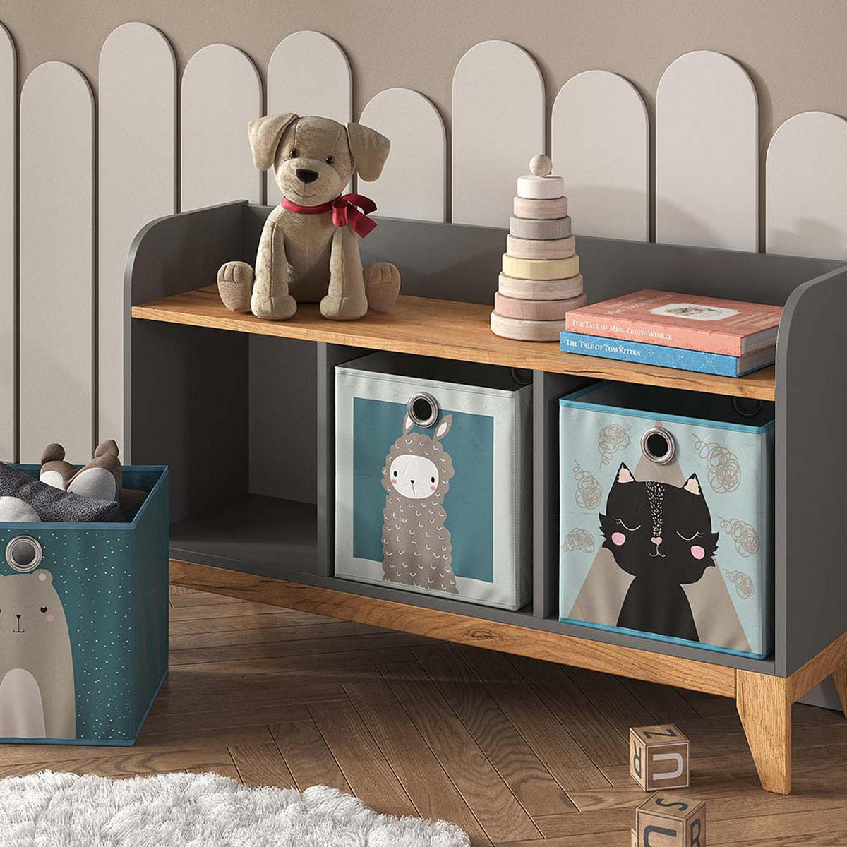 KINDERSITZBANK Malia Grau 107.2 x 63.8 cm - Eichefarben/Grau, Holzwerkstoff (107.2/63.8/30.6cm) - VitaliSpa