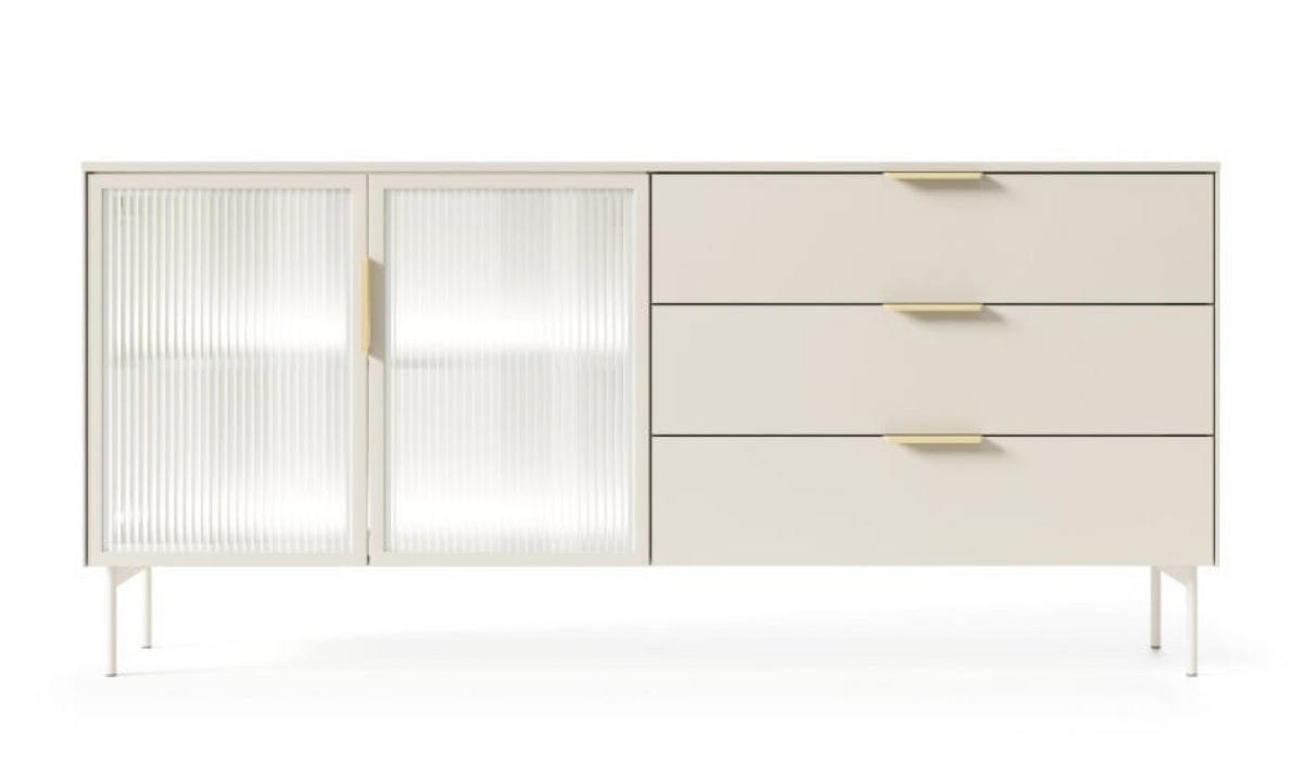 KOMMODE Kaschmir LUMIN Regale Schubladen 2D3S LED - Beige, Holzwerkstoff (181.3/82.6/39.3cm) - Sepro Meble