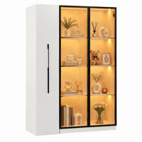 VITRINE mit LED und Seitenauszug 110,5 x 35 x 160 cm Weiß - Weiß, Holzwerkstoff (35/160/110.5cm) - Beauniv