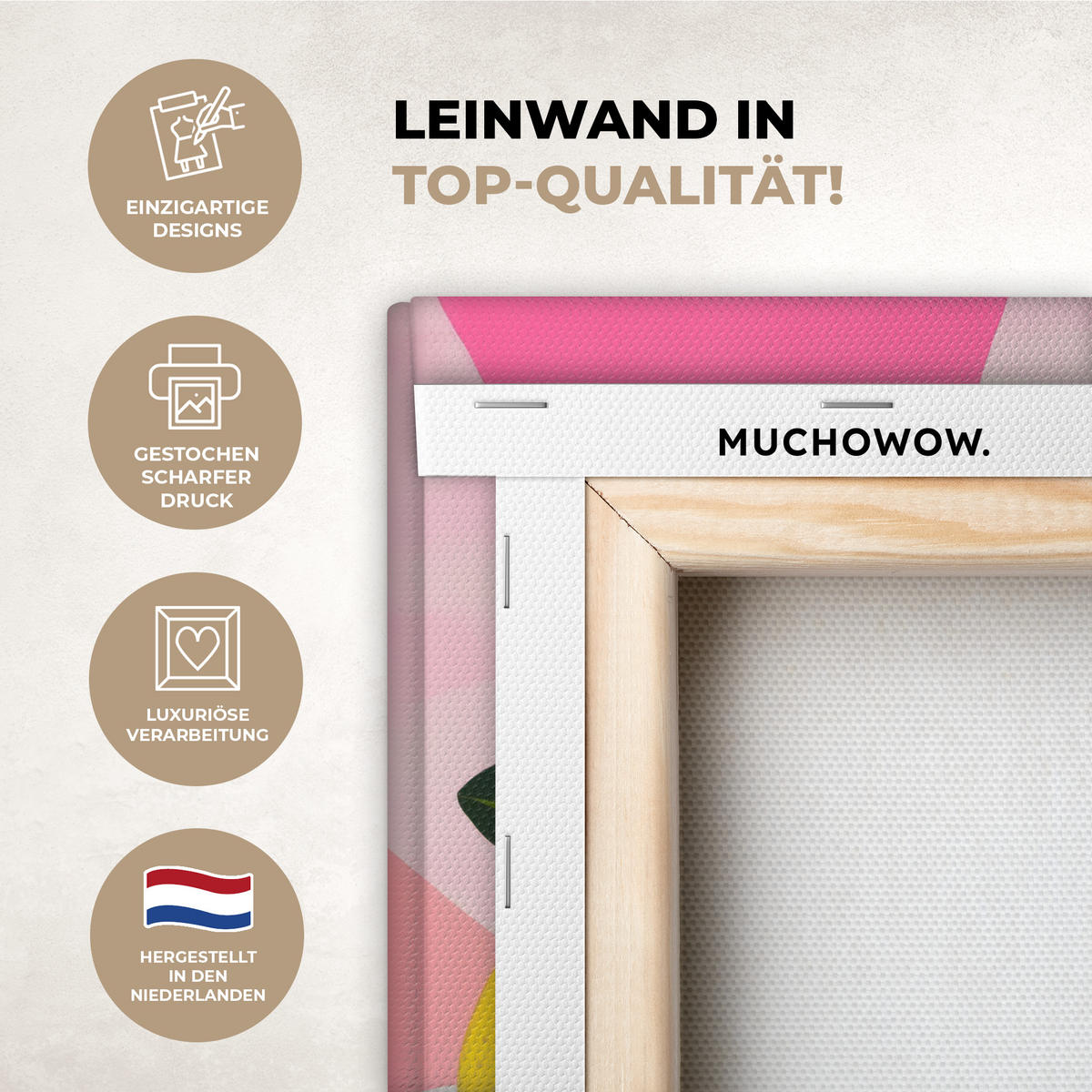 LEINWANDBILD Obst - Abstrakter Hintergrund - Rosa Deko Wohnzimmer 20x30 cm - Pink, Textil (20/30cm) - MuchoWow