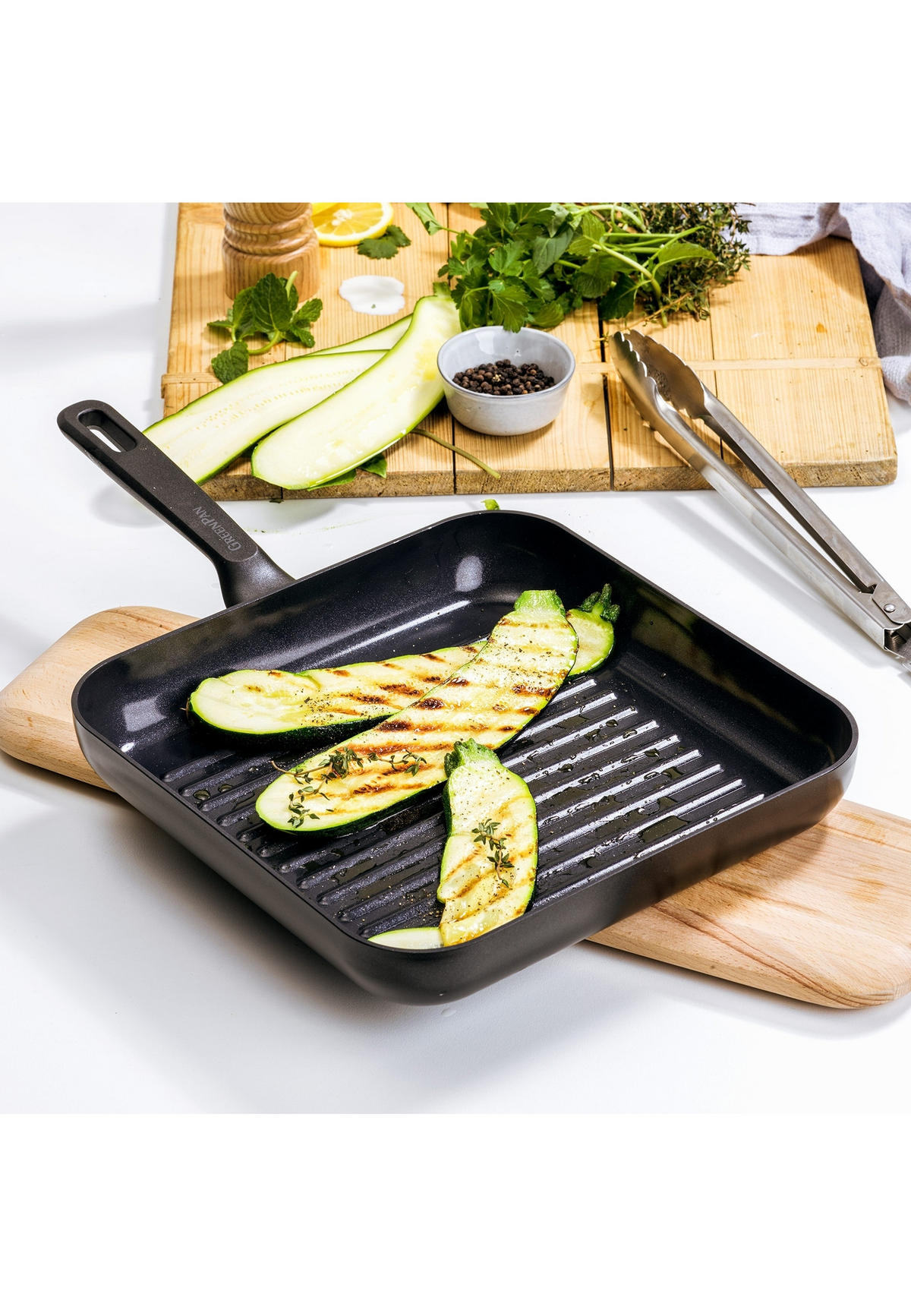 GRILLPFANNE Memphis - Schwarz, Metall (28cm) - GreenPan
