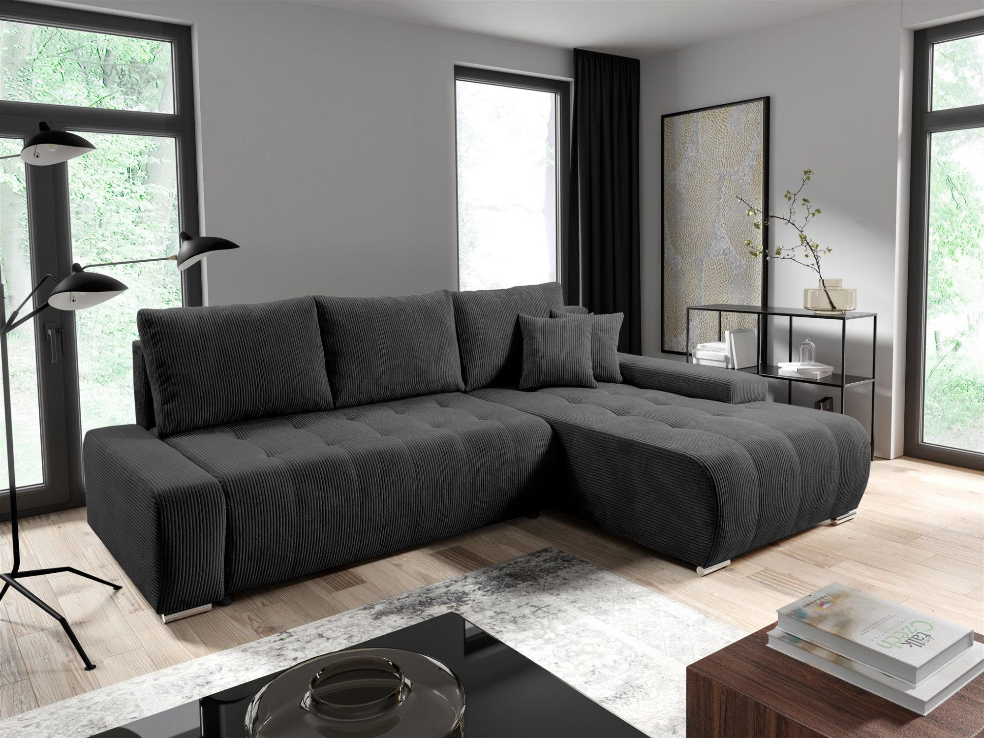 ECKSOFA Vogar In Poso - Dunkelgrau, Holzwerkstoff/Textil (265/185cm) - Fun Möbel