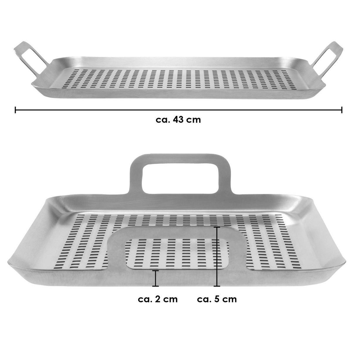 GRILLPLATTE, silber, Edelstahl - Edelstahlfarben, Metall (43/5/25cm) - bremermann