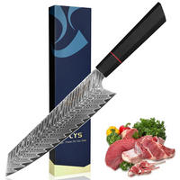 KOCHMESSER 20 cm Damaststahl VG10 Stahlkern G10 Griff Geschenkbox - Schwarz, Metall (33.7cm)