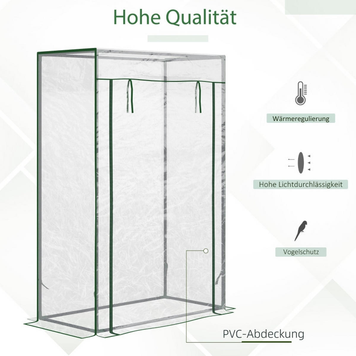 GEWÄCHSHAUS aus Kunststoff 100x50x150 cm in Transparent mit aufrollbarer Tür - Transparent, Kunststoff (50/150/100cm) - Modfu