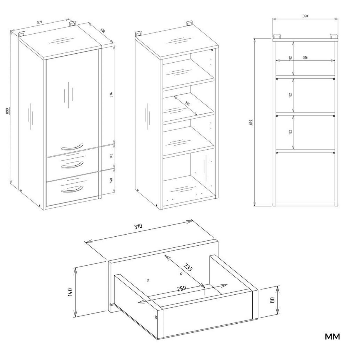 WANDHÄNGESCHRANK Noras - Weiß, Holzwerkstoff (35/90/30cm) - kommodly