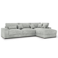 ECKSOFA mit Longchair - Hellgrau/Schwarz, Kunststoff/Textil (340/205cm) - home24