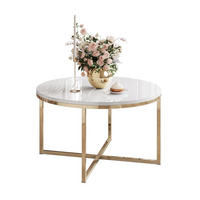 COUCHTISCH CIRI-X mit vergoldeter Basis - Goldfarben, Holzwerkstoff (70/70/45.6cm) - Lookway