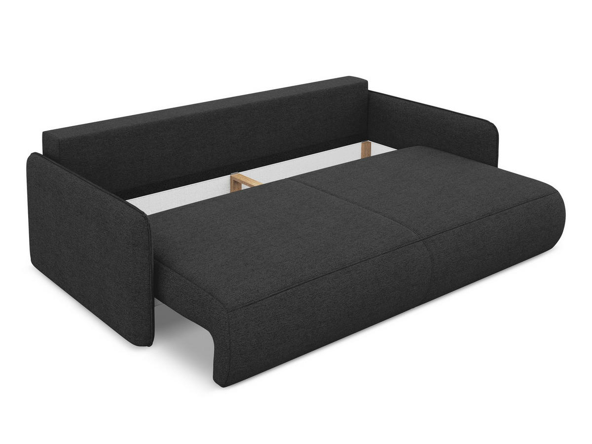 3-SITZER SOFA mit Schlaffunktion Chenille Stoff Schwarz - Anthrazit/Schwarz, Kunststoff/Textil (216/86/105cm) - Makamii
