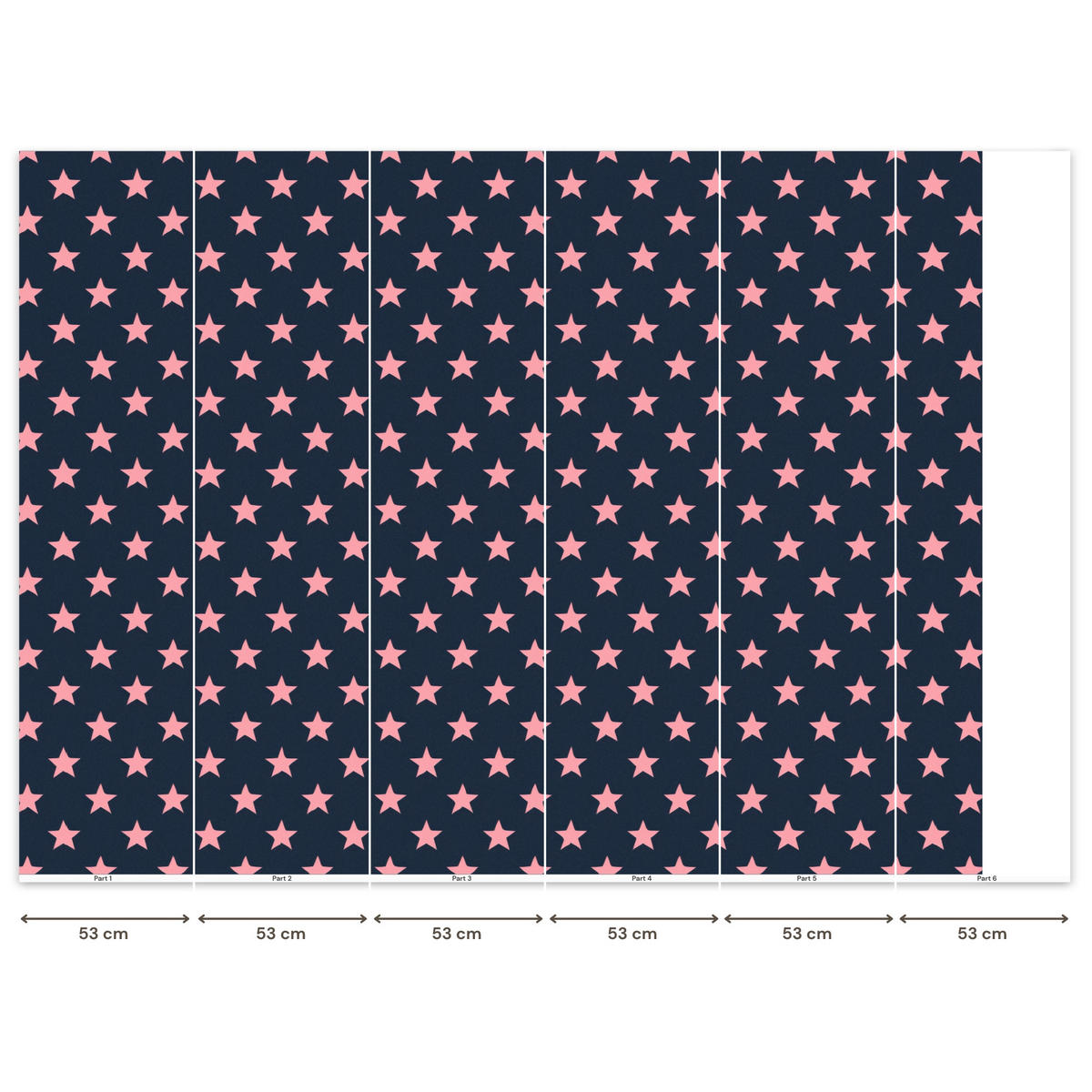 KINDERTAPETE - Muster - Sterne - Rosa - 260x200 cm - Anthrazit, Papier (260/200cm) - OnlyWow