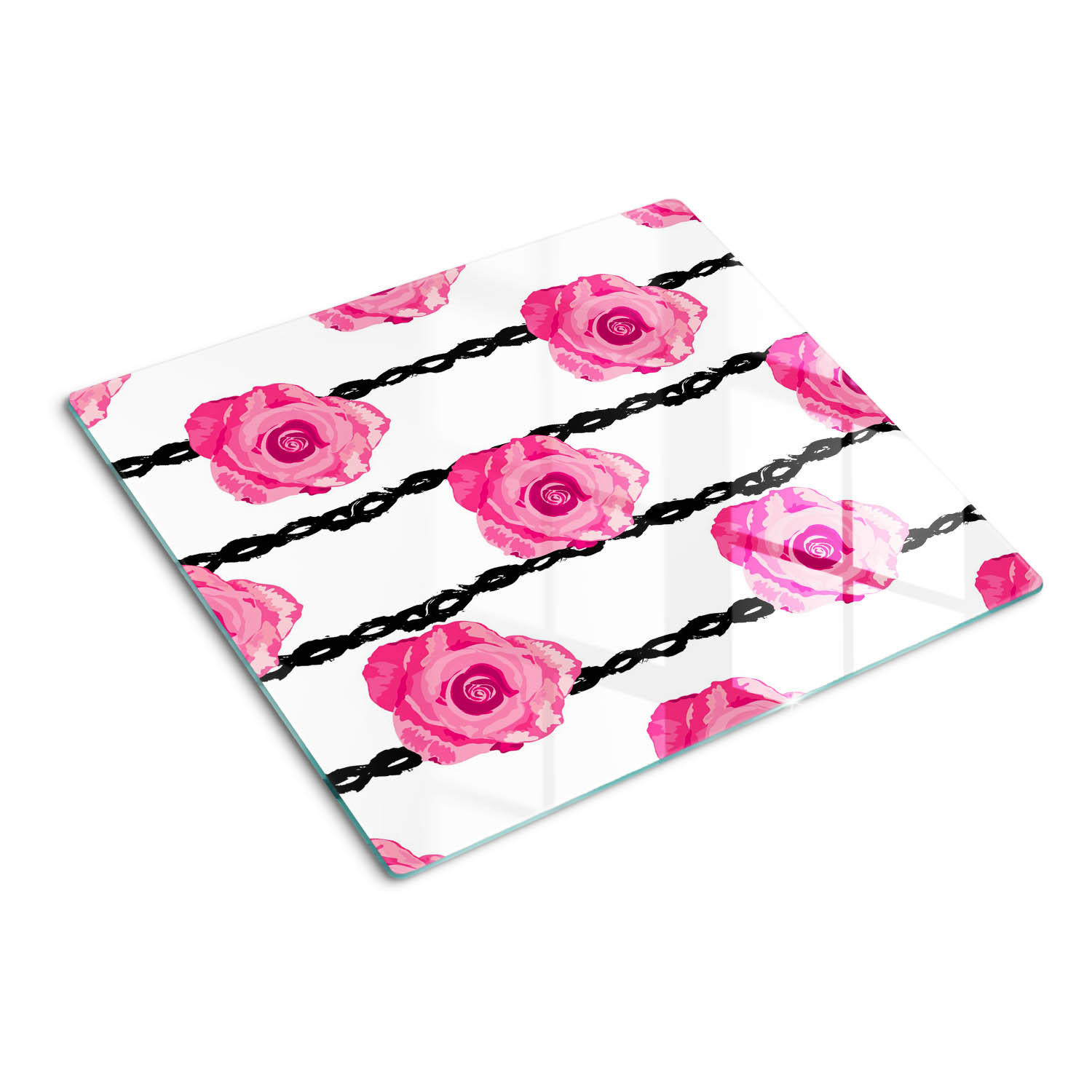 GLASPLATTE 60x52 cm Rosen - Pink, Glas (60/0.4/52cm) - TULUP