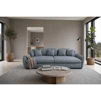 BIGSOFA Hereford XXL Cord Blau inkl. 12 Kissen 274/131/61 cm - Grau, Kunststoff/Textil (274/61/131cm) - foamnova