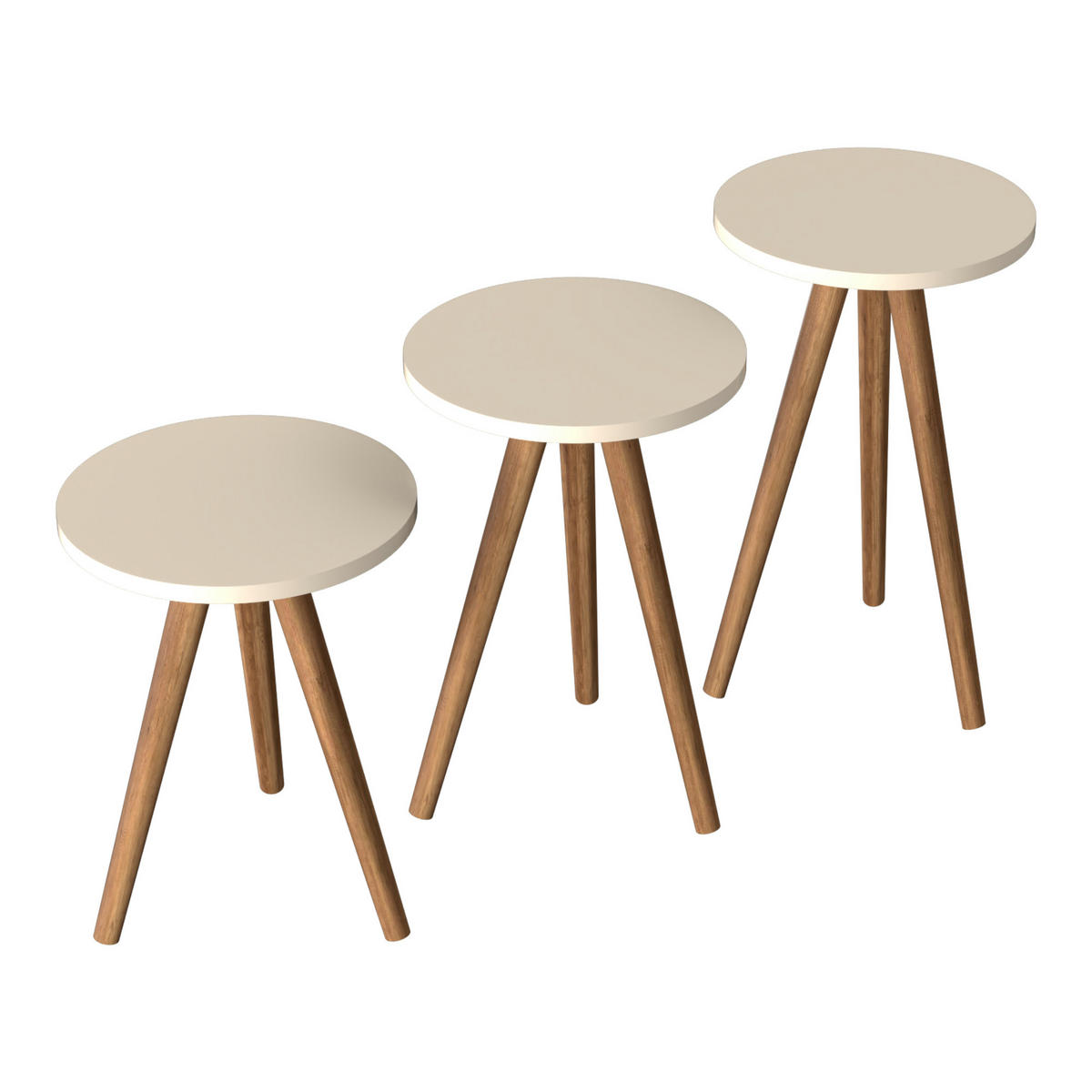 SATZTISCH Snede im 3er Set - Creme, Holzwerkstoff (34/34/52cm) - [en.casa]