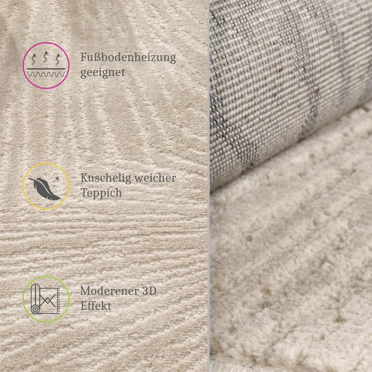 KURZFLORTEPPICH, einfarbig, aus Polypropylen, Florhöhe 9 mm, Beige, 200 x 280 cm - Beige, Textil (200/280cm) - KADIMA DESIGN