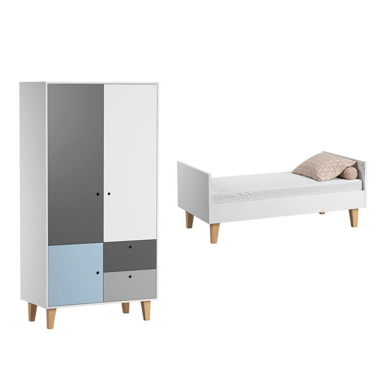 SOBA ZA BEBE 2-dijelni plavo - plava, drvni materijal (144.5/97/75cm) - Petits-meubles