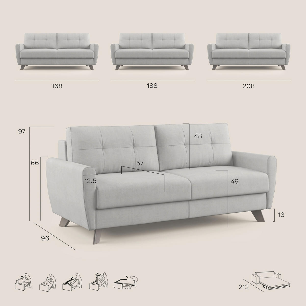 SCHLAFSOFA Callisto - Petrol, Textil (168/97/96cm) - Divani.store