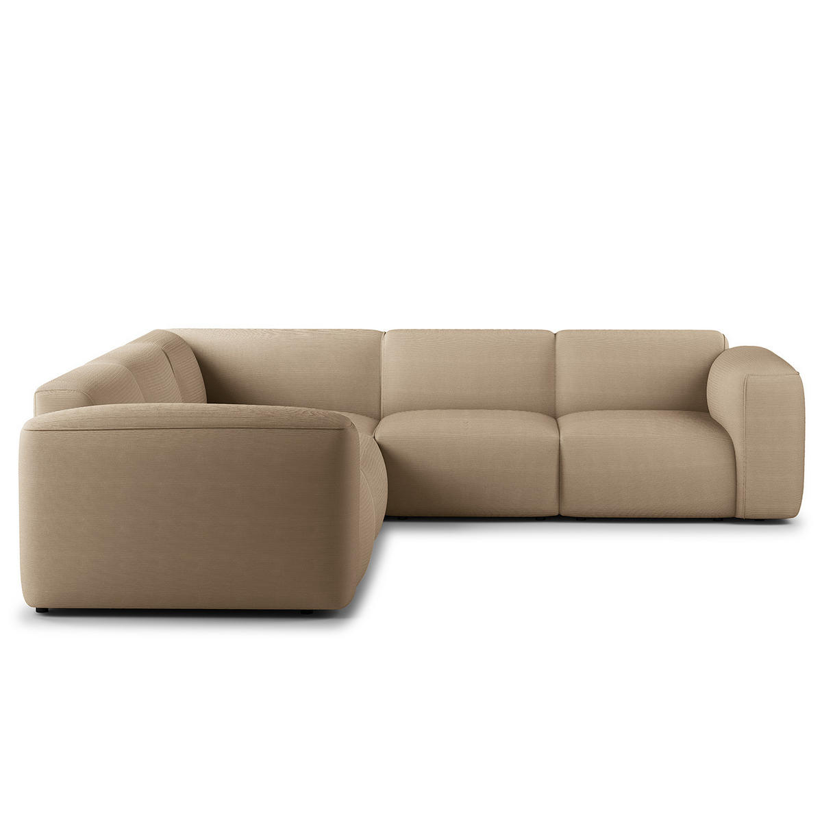 ECKSOFA mit Rundecke - Taupe/Schwarz, Kunststoff/Textil (325/260cm) - home24