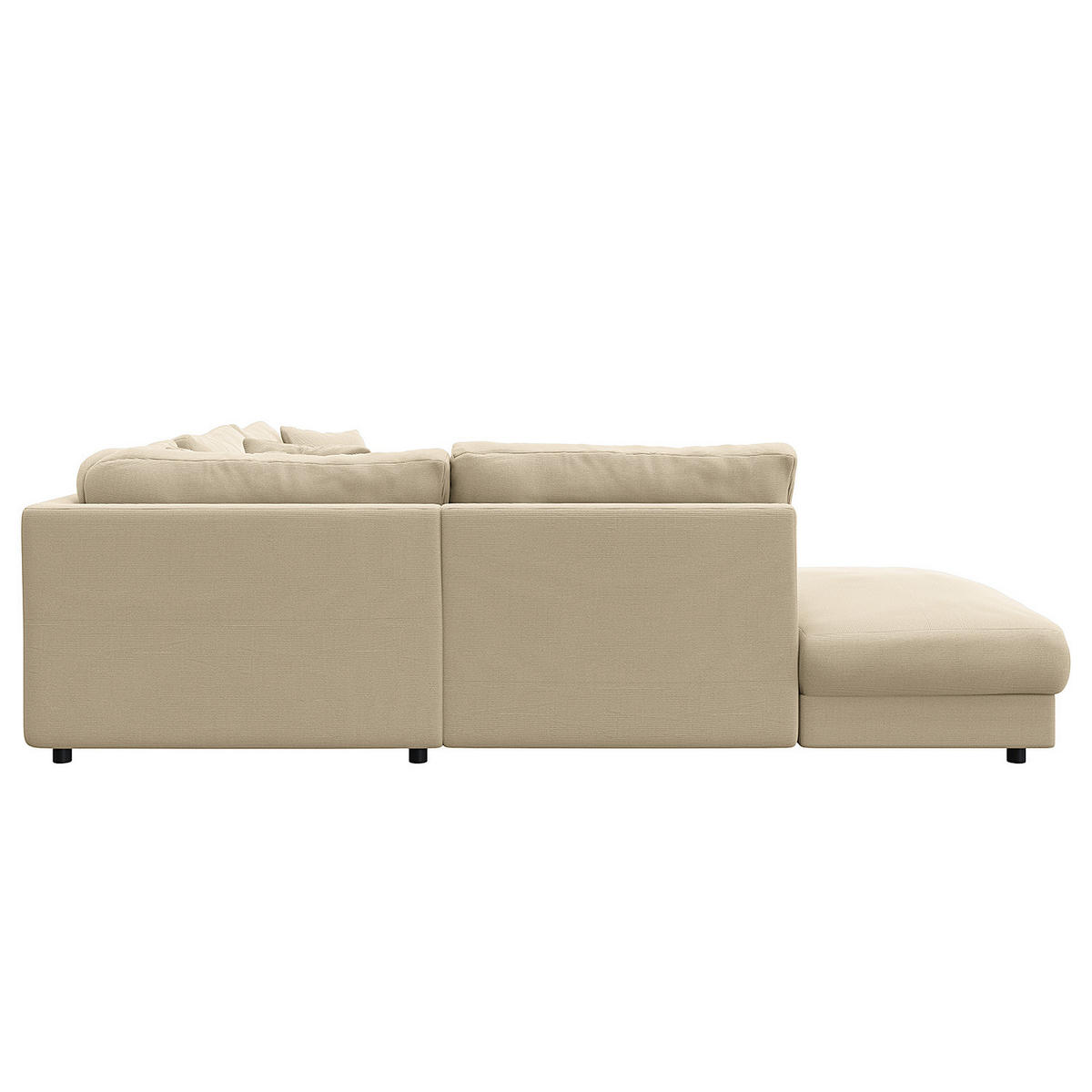 ECKSOFA mit Ottomane - Beige/Schwarz, Holz/Kunststoff (267/254cm) - home24