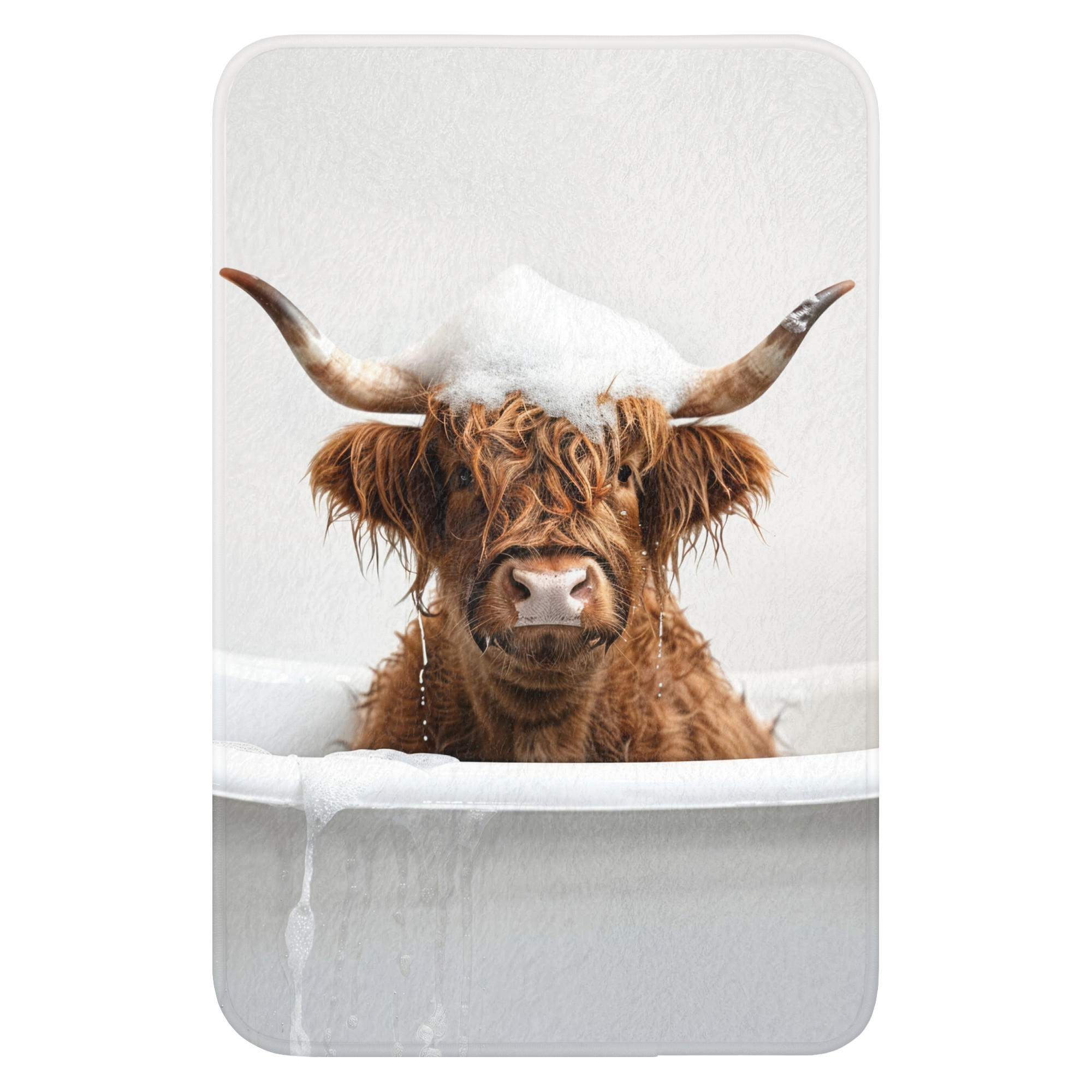 WC-VORLEGER Schottischer Highlander - Bad - Kuh - Tiere - Schaumstoff WC Teppich 40x60 cm - Weiß, Kunststoff/Textil (40/60cm) - OnlyWow