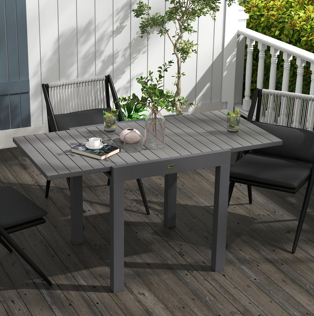 GARTENTISCH 162/80/75 cm grau aus Aluminium ausziehbar - Grau, Metall (162/80/75cm) - OKWISH