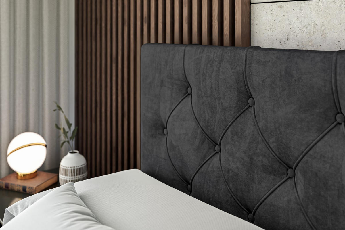 BOXBETT mit Matratze H4 und Lattenrost - MIRAGE - 160x200 - H4 - Schwarz - Schwarz, Holzwerkstoff (160/200cm) - ALTDECOR
