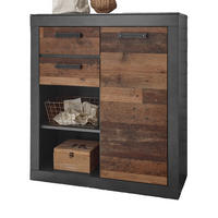 KOMMODE Old Used Wood Shabby Design mit grau, Anrichte, 92 x 104 cm - Braun/Grau, Holzwerkstoff/Kunststoff (92/104/40cm) - Furn.Design
