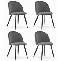 ESSZIMMERSTUHL 4-er Set BELLO dunkelgrauer Sitz, schwarze Beine - Dunkelgrau/Schwarz, Textil (46/76.5/42.5cm) - Valora