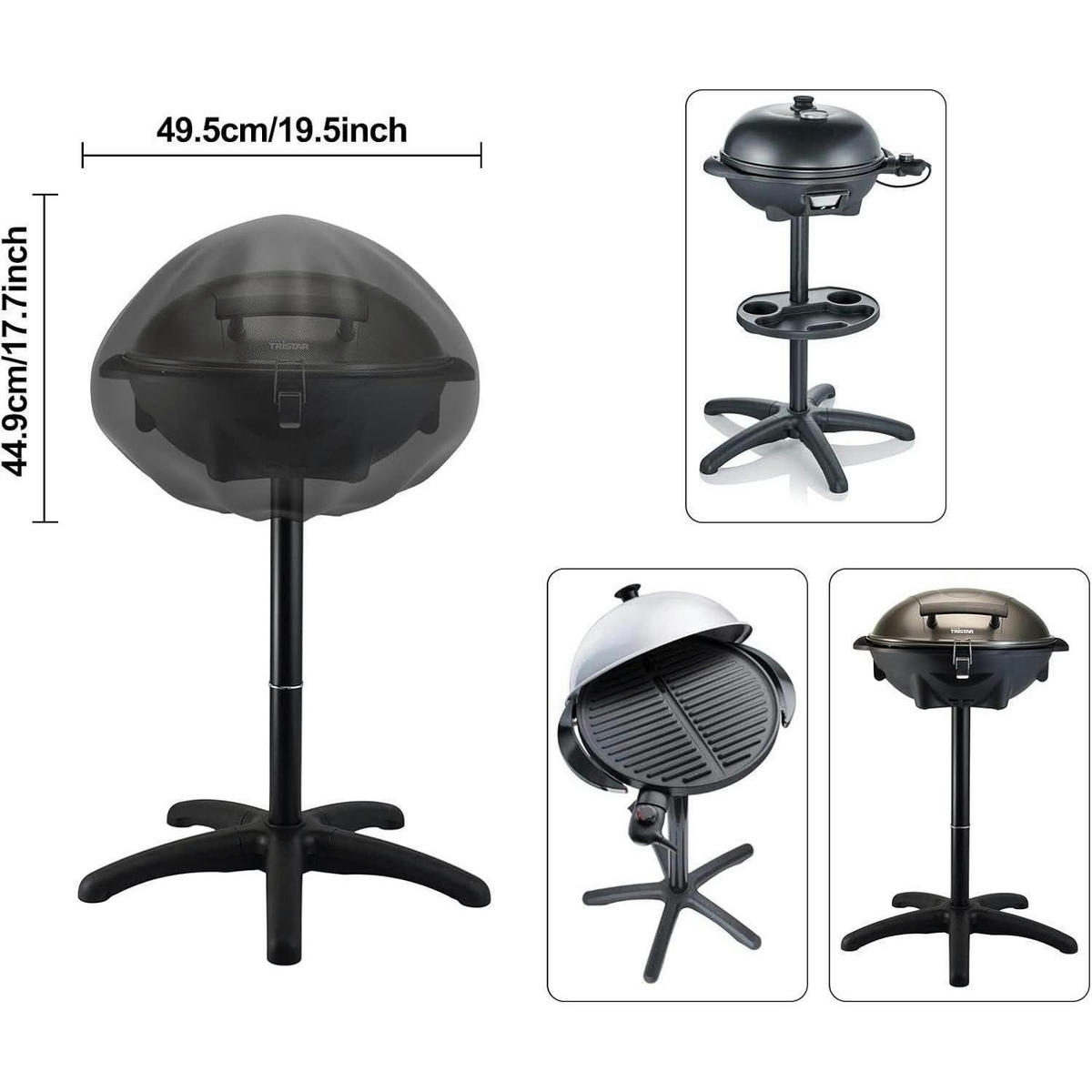 GRILLABDECKUNG wasserdicht Ø 50 cm - Schwarz, Kunststoff (49.5/44.9/49.5cm)
