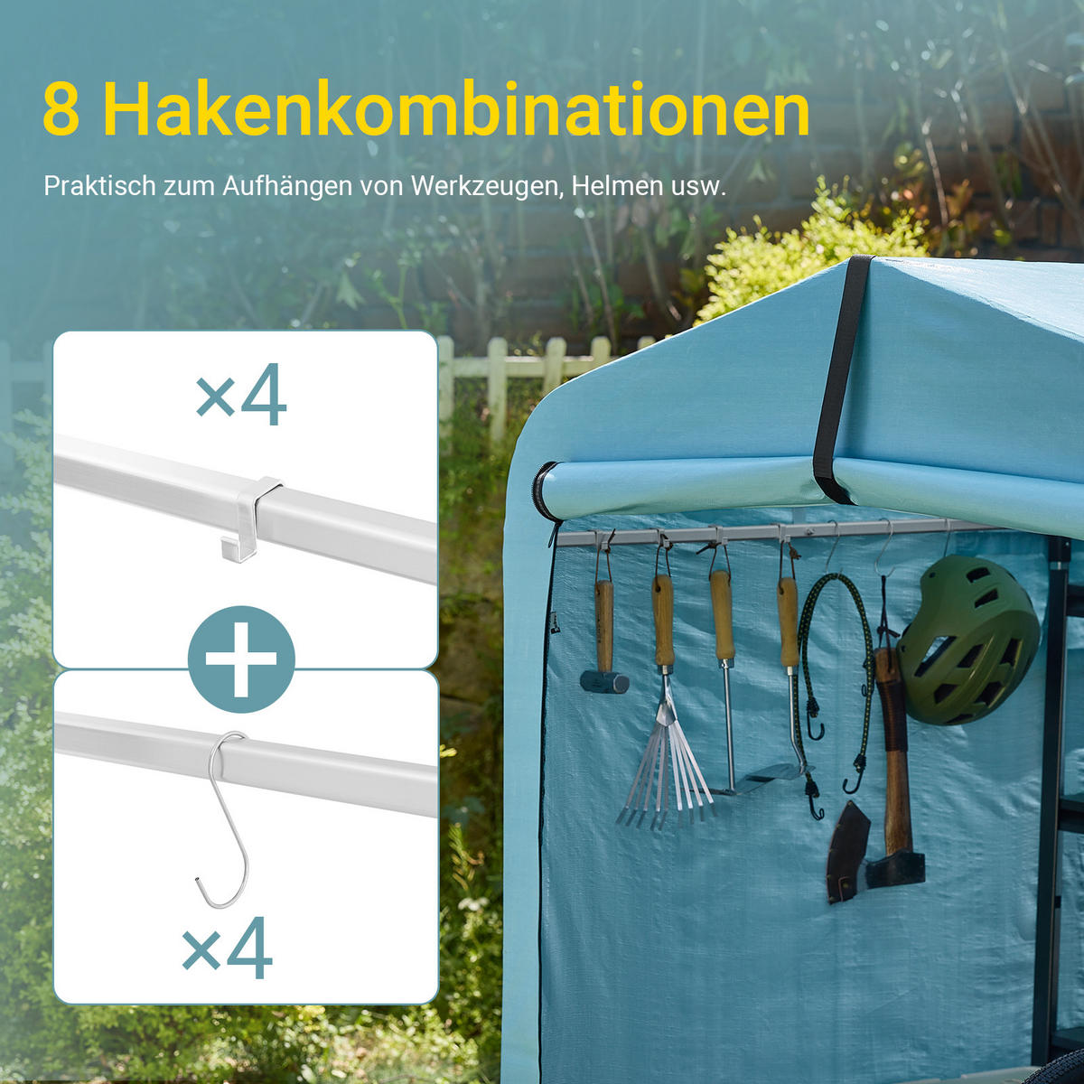 FAHRRADGARAGE Blau, 159x165x219cm - Blau, Metall (159/165/219cm) - SoBuy