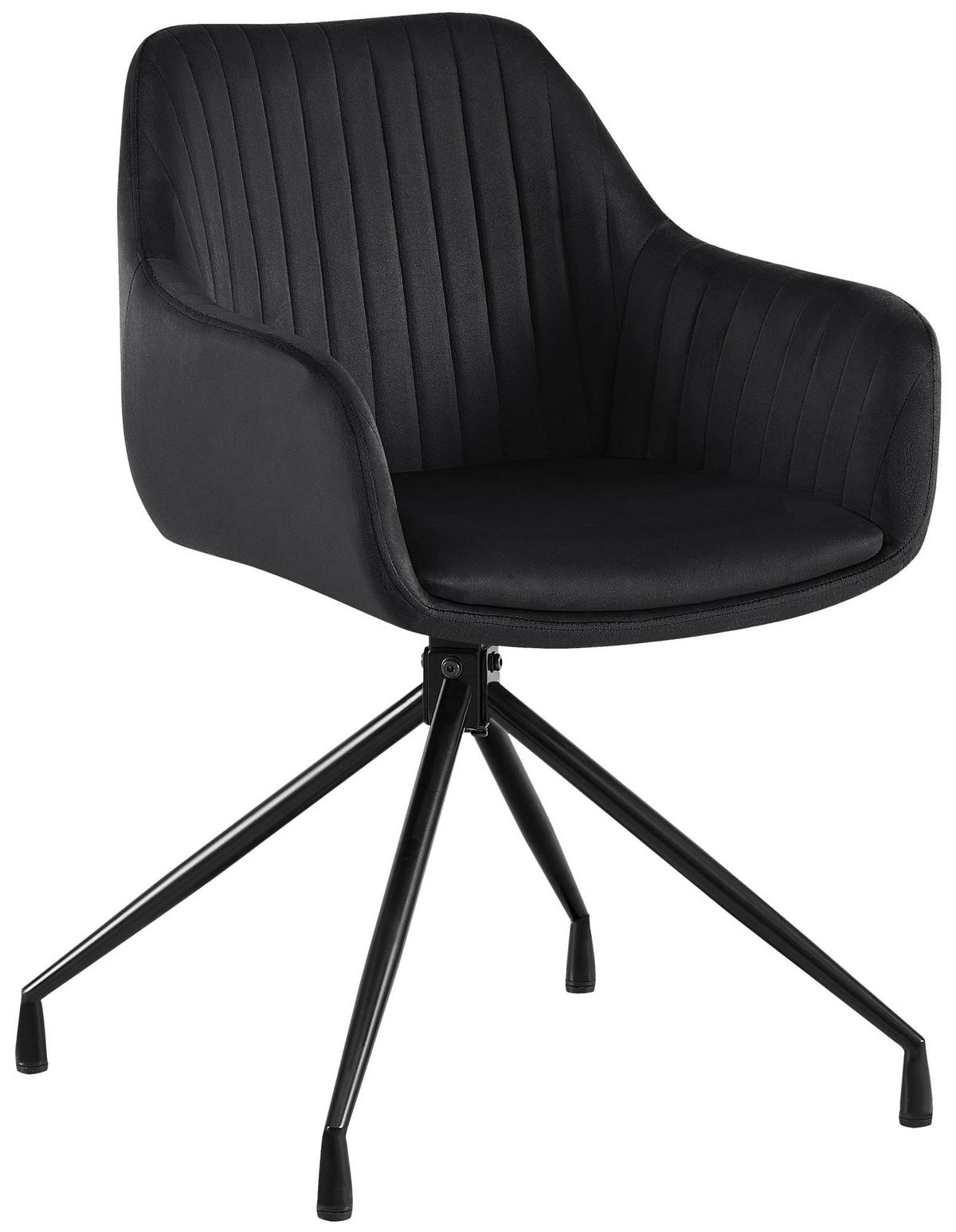 ESSZIMMERSTUHL Samt Schwarz - Schwarz, Textil/Metall (58/81/58cm) - CLP