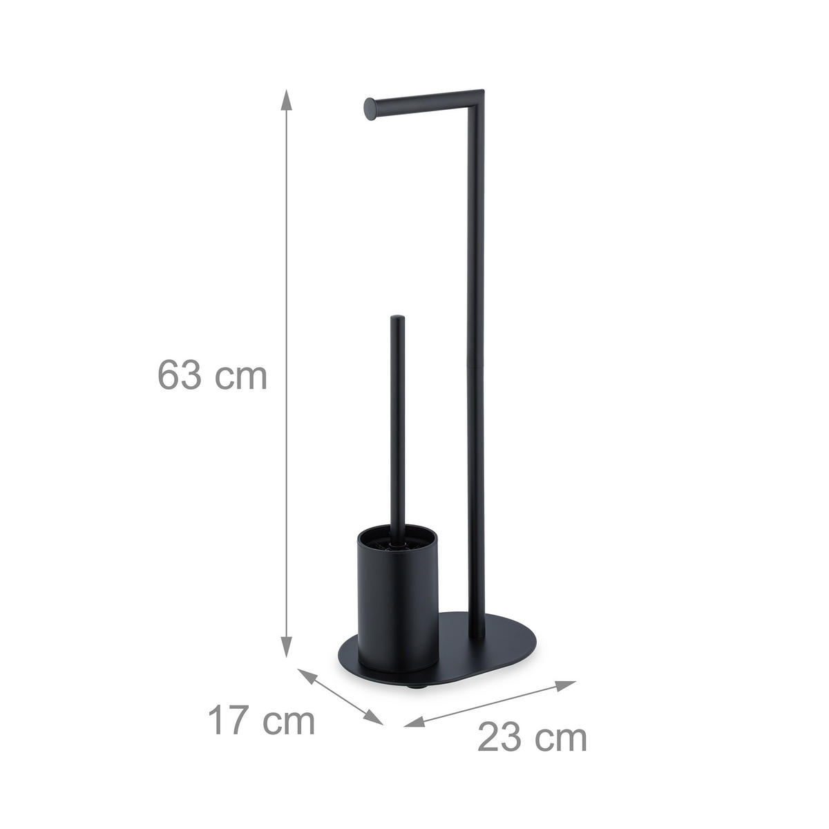 WC-GARNITUR - Schwarz, Textil/Metall (23/63/17cm) - Relaxdays