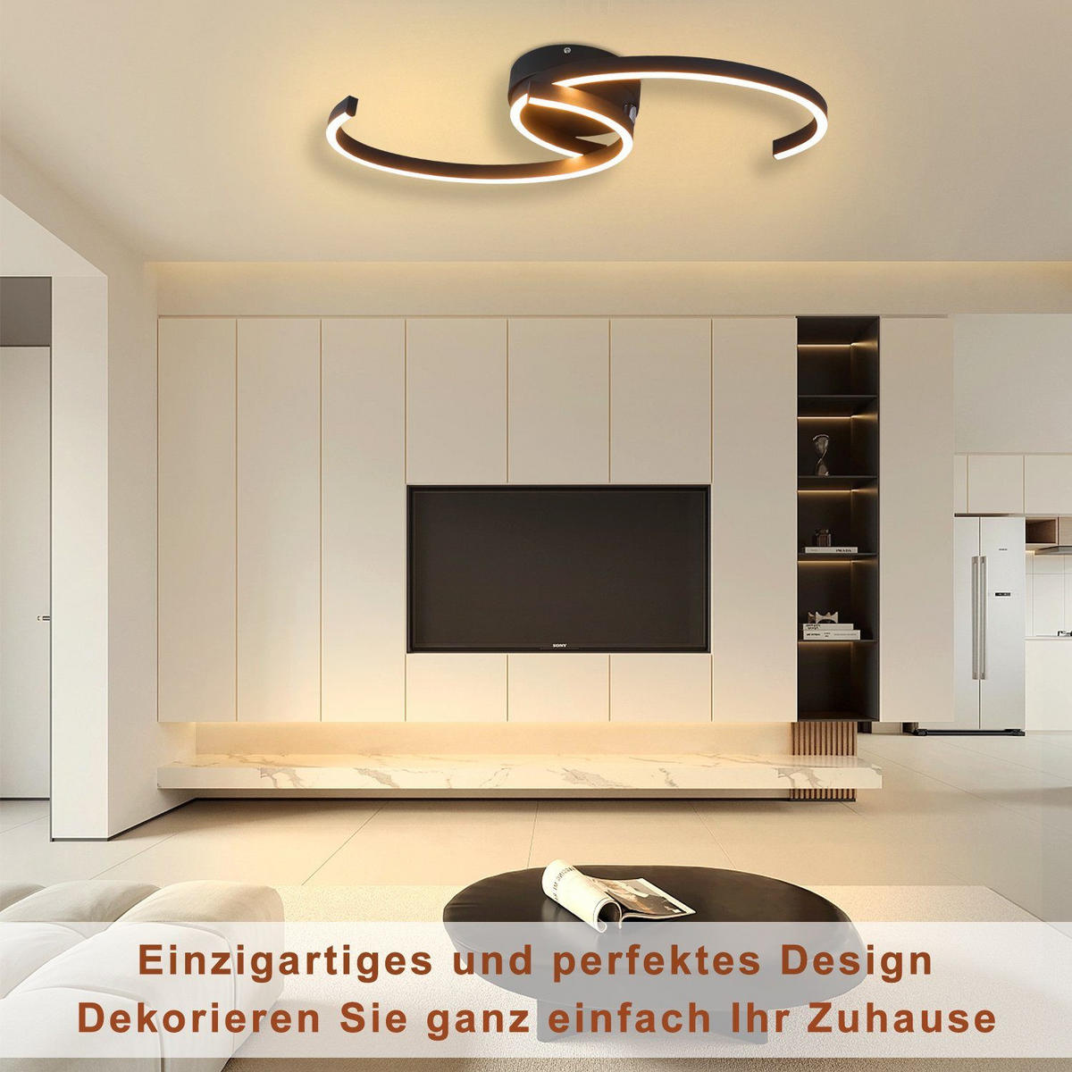 LED-DECKENLEUCHTE Oliver 60/16/9 cm - Schwarz, Metall (60/16/9cm) - Nettlife