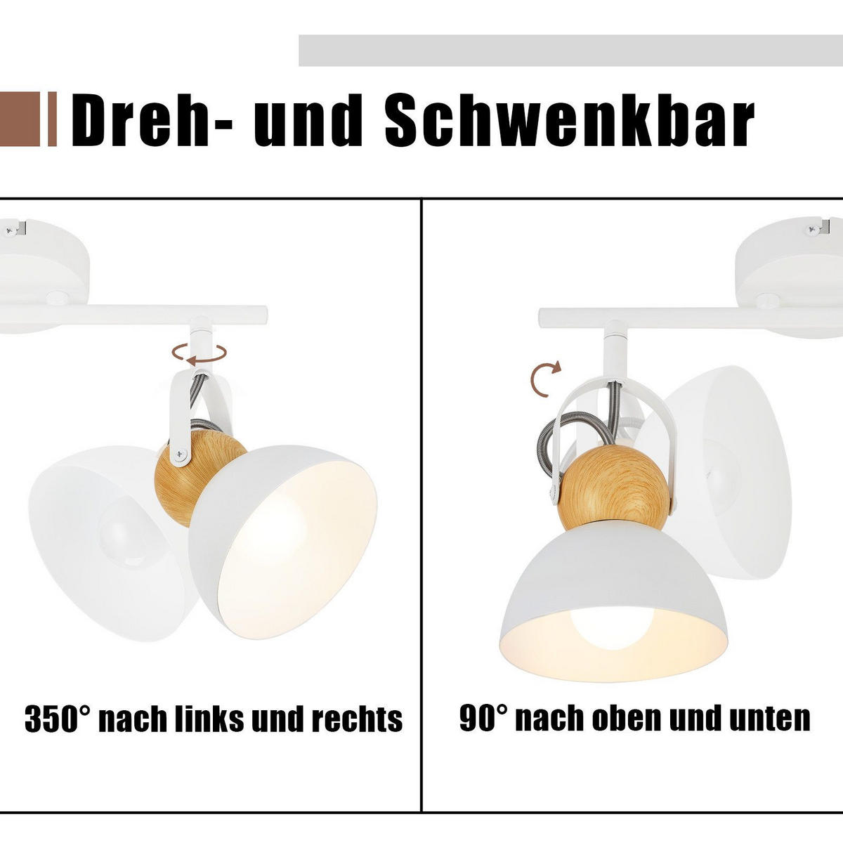 DECKENSTRAHLER Flammwin 21/15/33 cm - Weiß, Metall (33/21/15cm) - ZMH