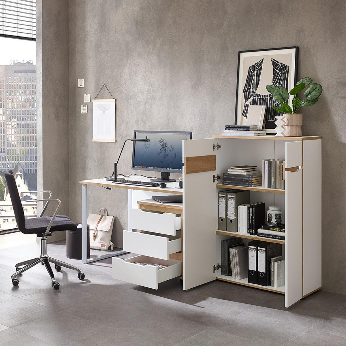 AKTENSCHRANK Manresa-36 - Weiß, Holzwerkstoff (75/122/38cm) - Lomado