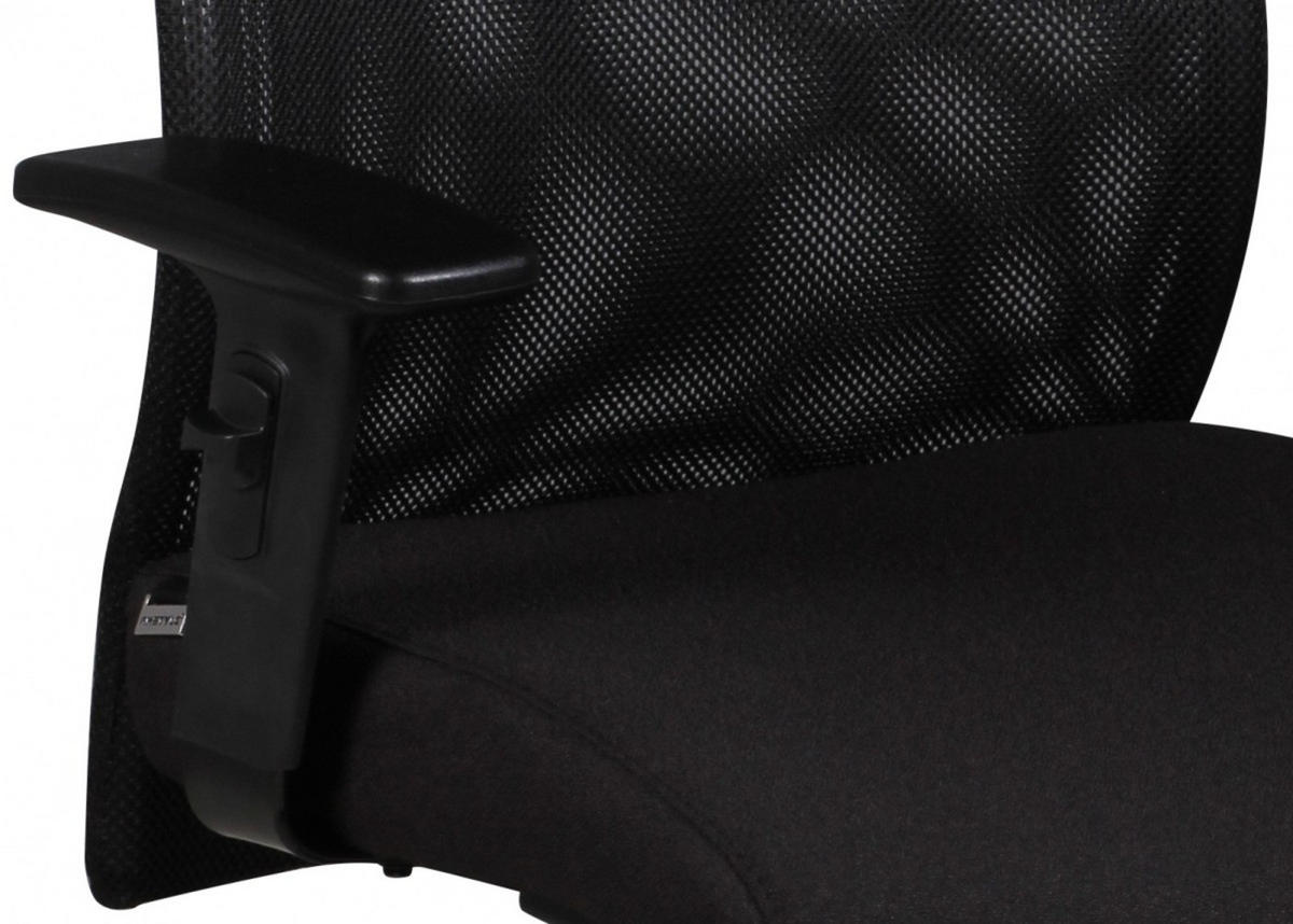 BÜROSTUHL Schwarz Netz mit 3-Punkt-Synchronmechanik, Nylonfuß und Teppichrollen PARMA - Schwarz, Textil (65/113/65cm) - KADIMA DESIGN