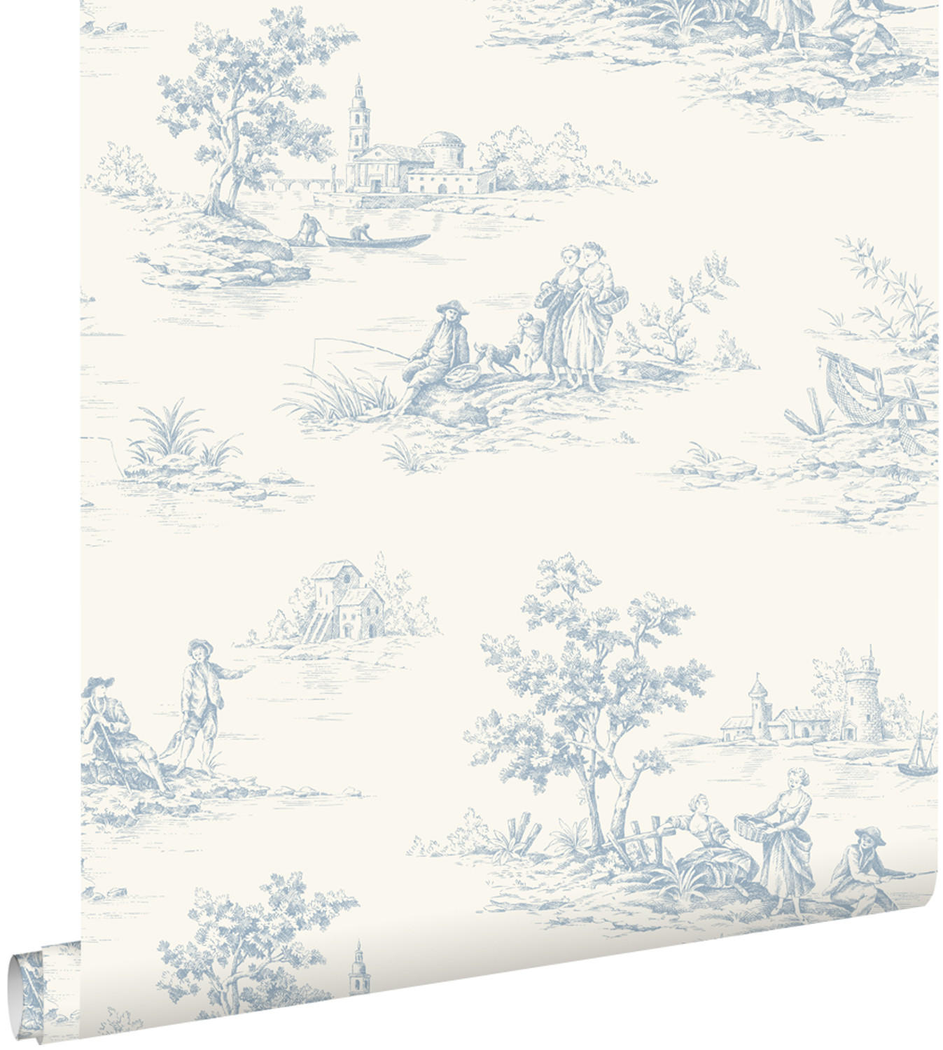 TAPETE Toile de Jouy 50 x 900 cm - Weiß, Papier (50/900cm) - ESTAhome