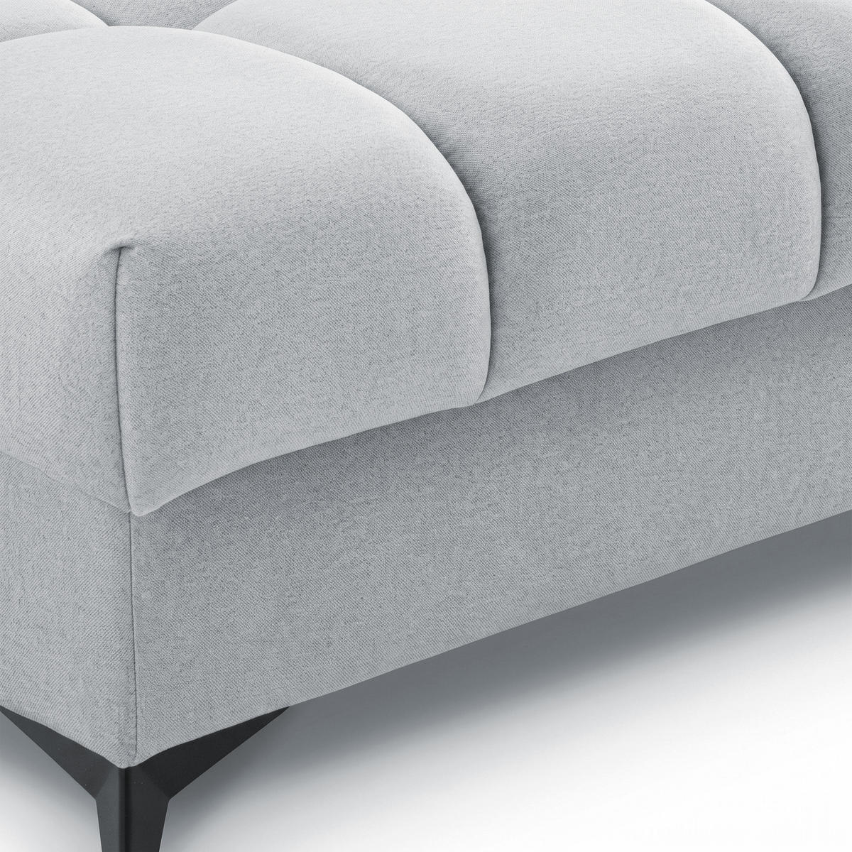ECKSOFA PUDDING MAXI L Links mit Schlaffunktion 125x195 Velours Hellgrau - Hellgrau/Schwarz, Holz/Textil (203/350cm) - Muffo