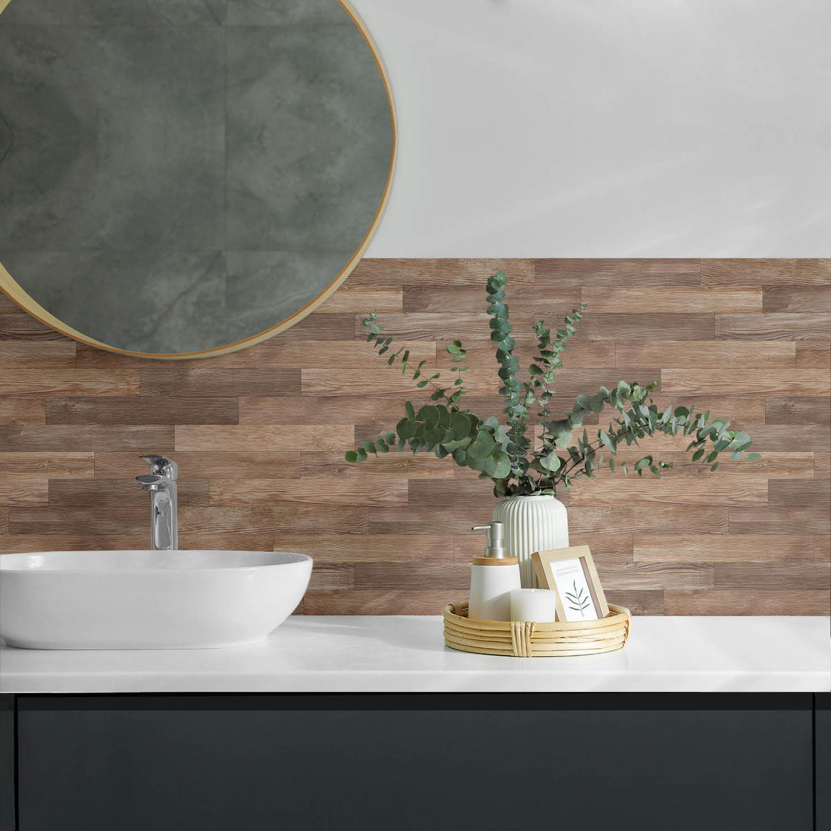 WANDPANEEL 100x50 cm selbstklebend Terano - Nussbaumfarben, Kunststoff (50/1.6/100cm) - Wallfluent