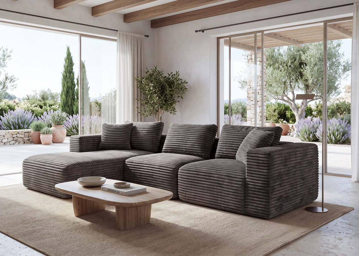 SOFA-SADA Braun - hnědá, textil (276/58/154cm) - MCW