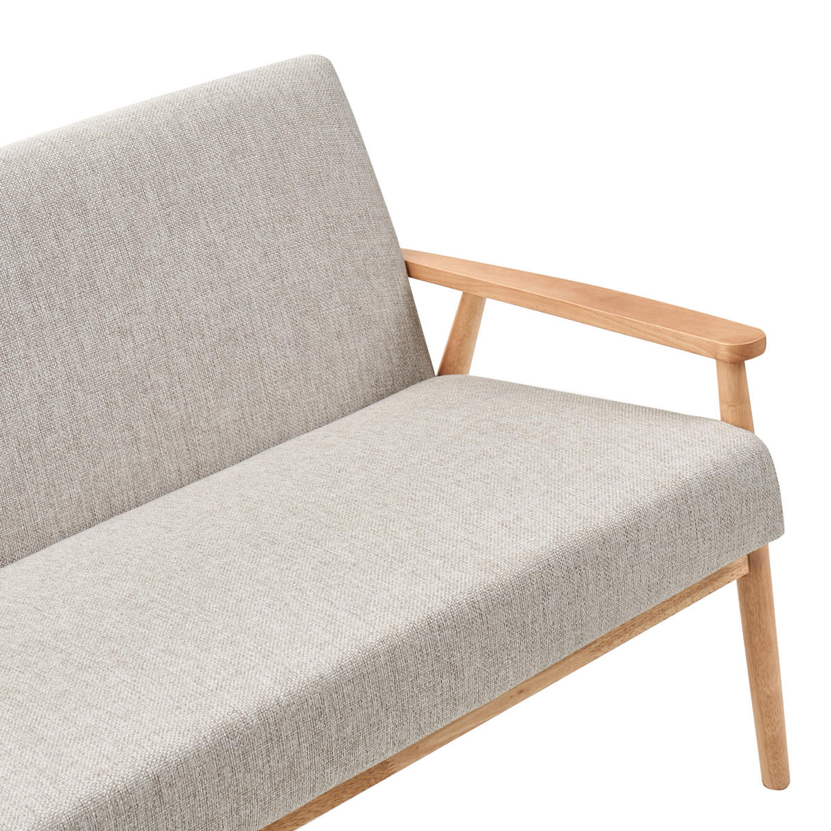 SOFA 3-Sitzer Hellbraun/Grau Esrum - Hellbraun/Grau, Holz/Textil (151/79/72cm) - Beliani