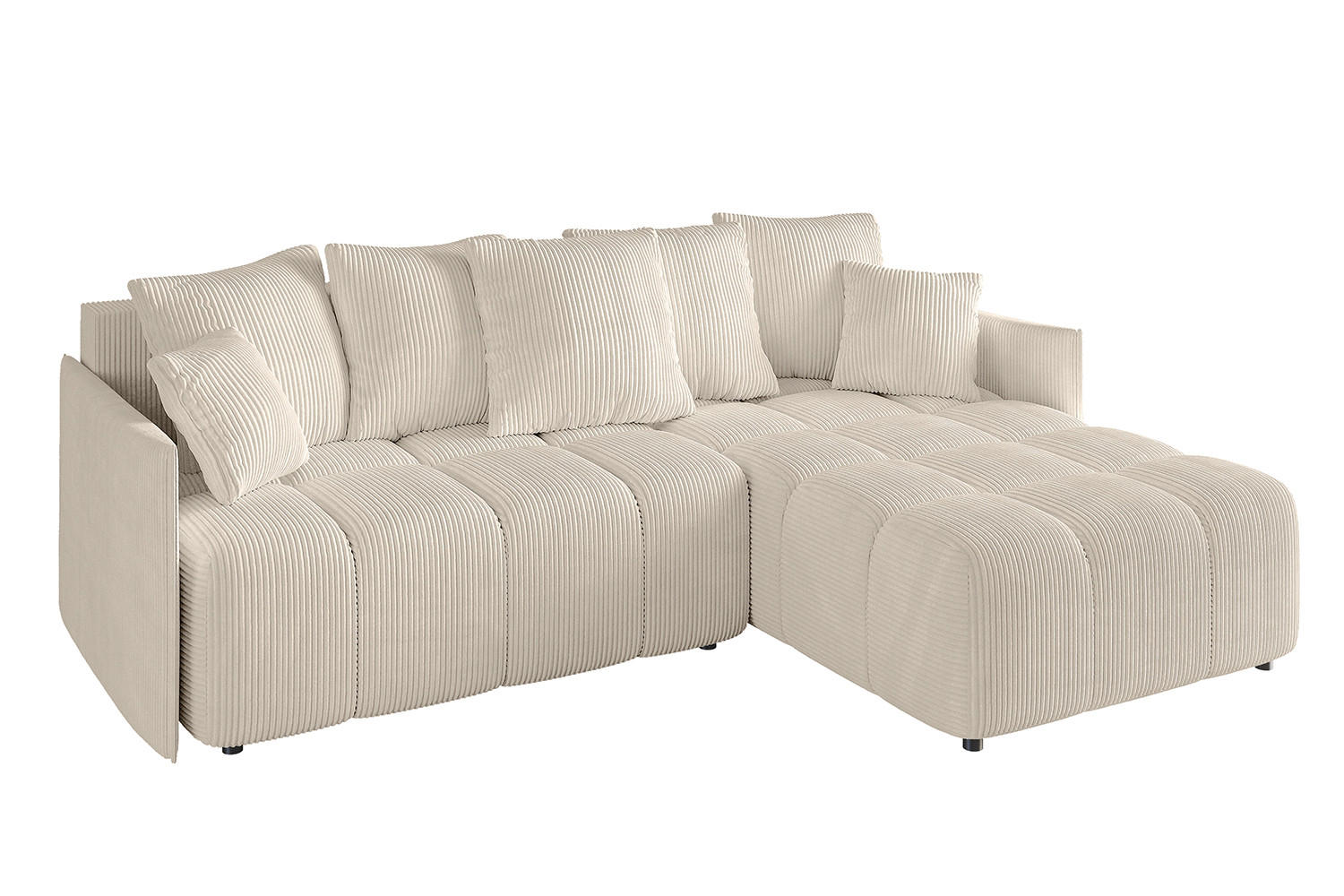 ECKSOFA Ottomane rechts LONLI-L 251x189x68 Beige Cord - Beige, Holzwerkstoff/Kunststoff (189/251cm) - ALTDECOR